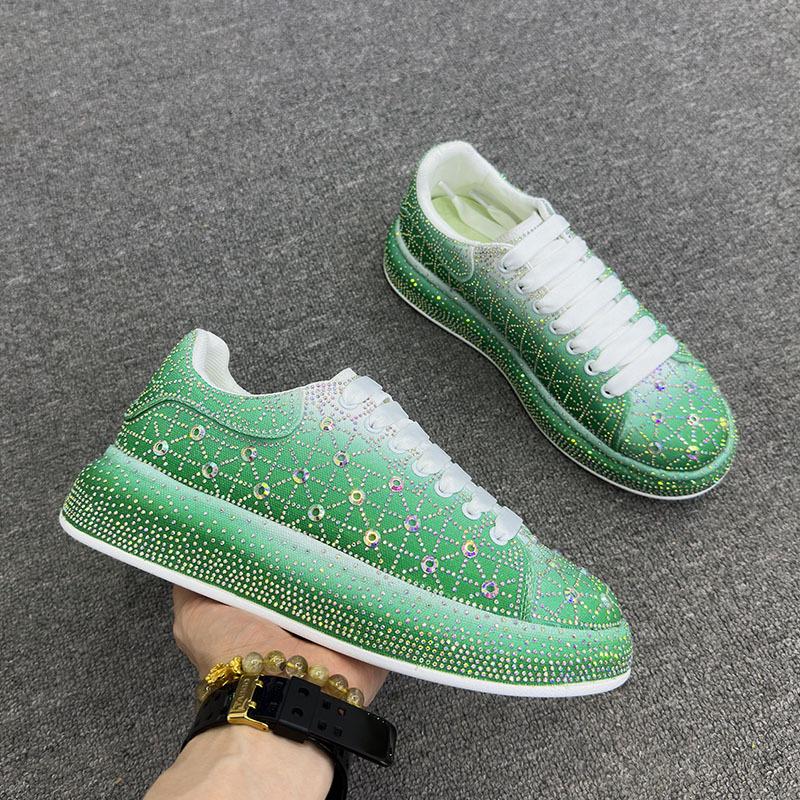 Trendy shiny colorful diamond thick-soled sneakers