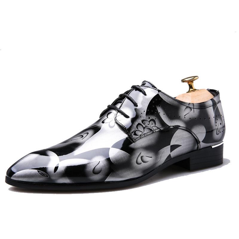 Trendy new bright leather lace-up men's business leather shoes