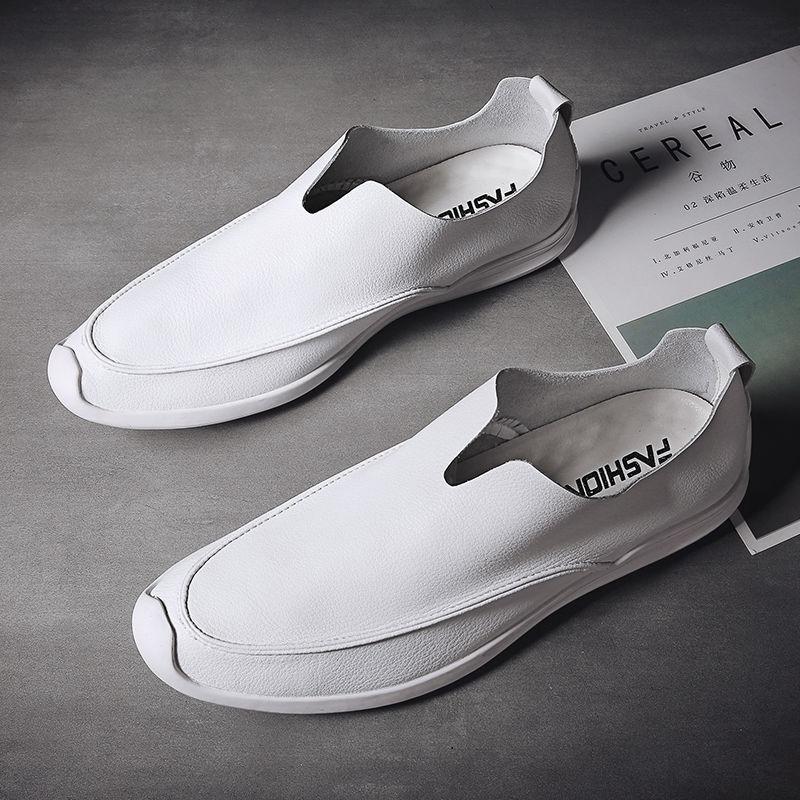 Trendy soft leather breathable slip-on genuine leather casual loafers