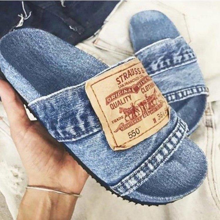 Trendy casual denim slippers