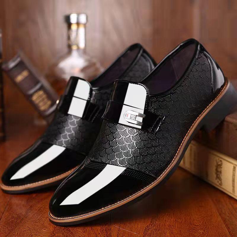 Men's business formal embossed leather shoes