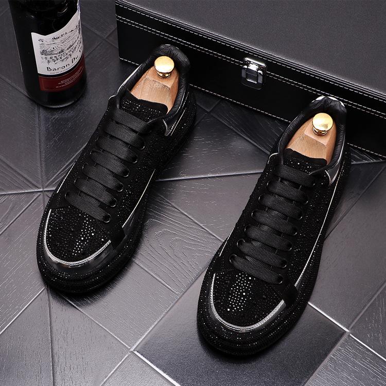 Trendy rhinestone men's sneakers