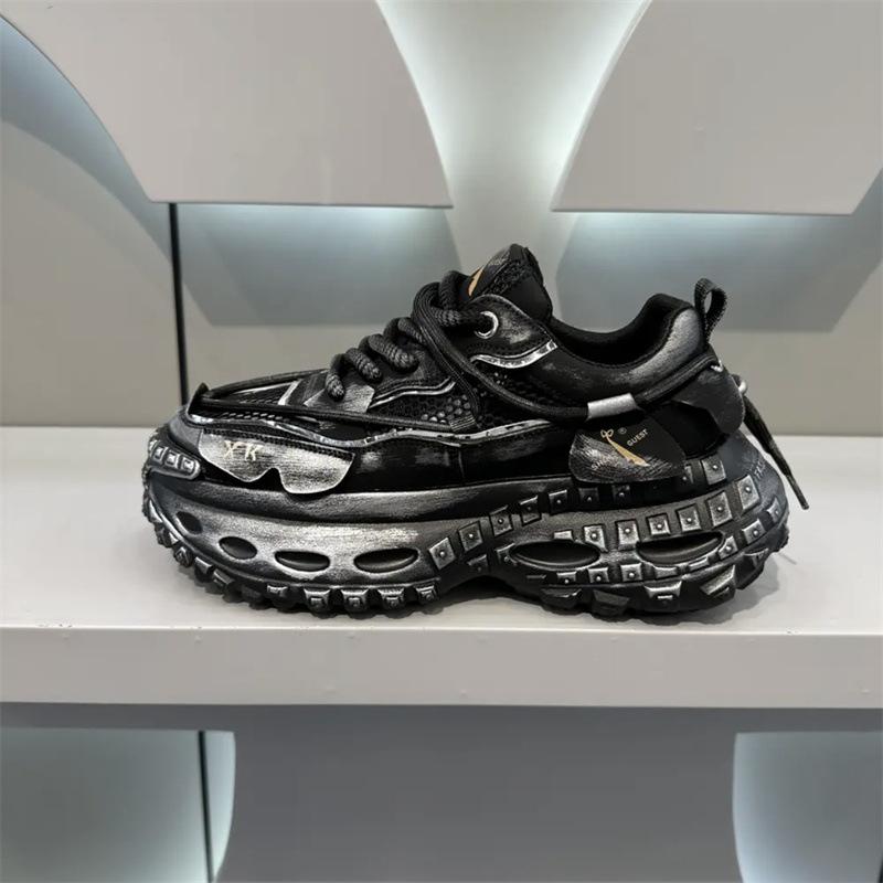 Trendy new thick-soled breathable mesh retro sneakers