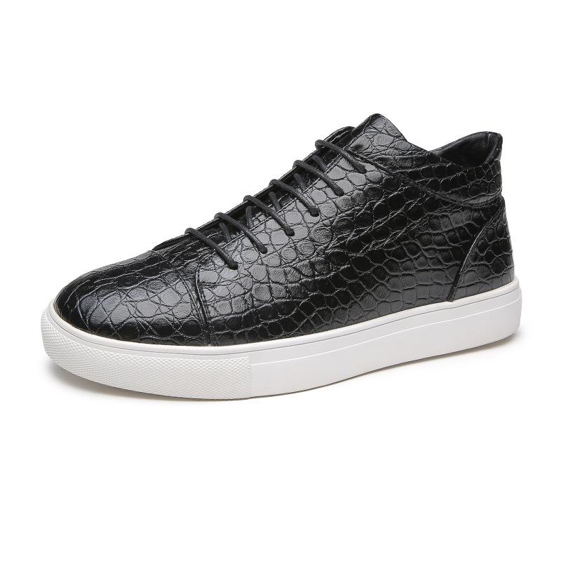 Trendy crocodile pattern new leather high-top sneakers