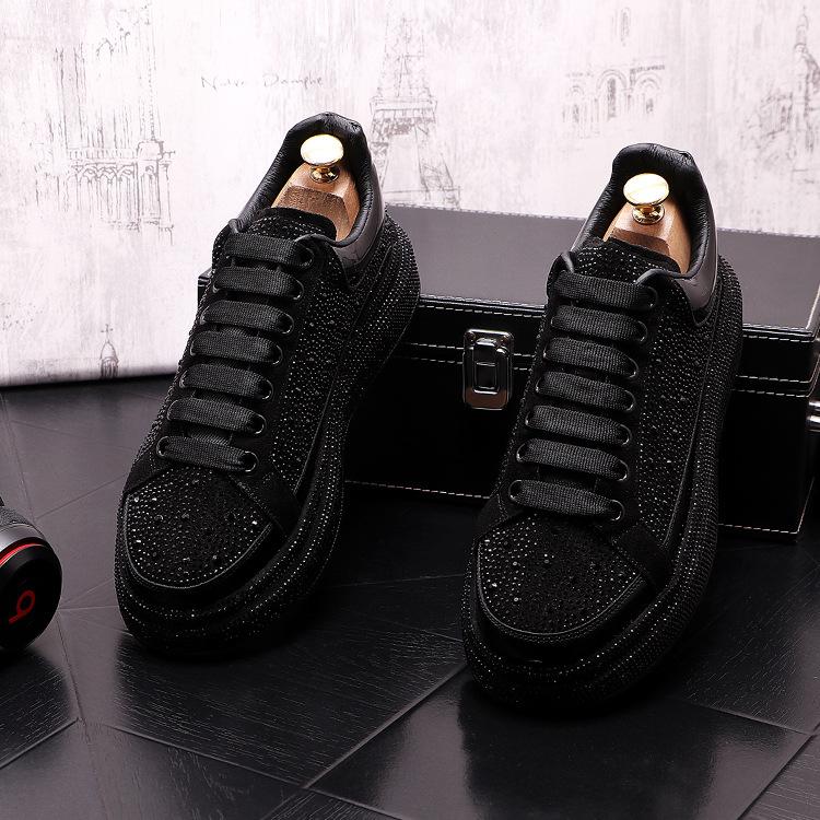 Trendy rhinestone men's sneakers