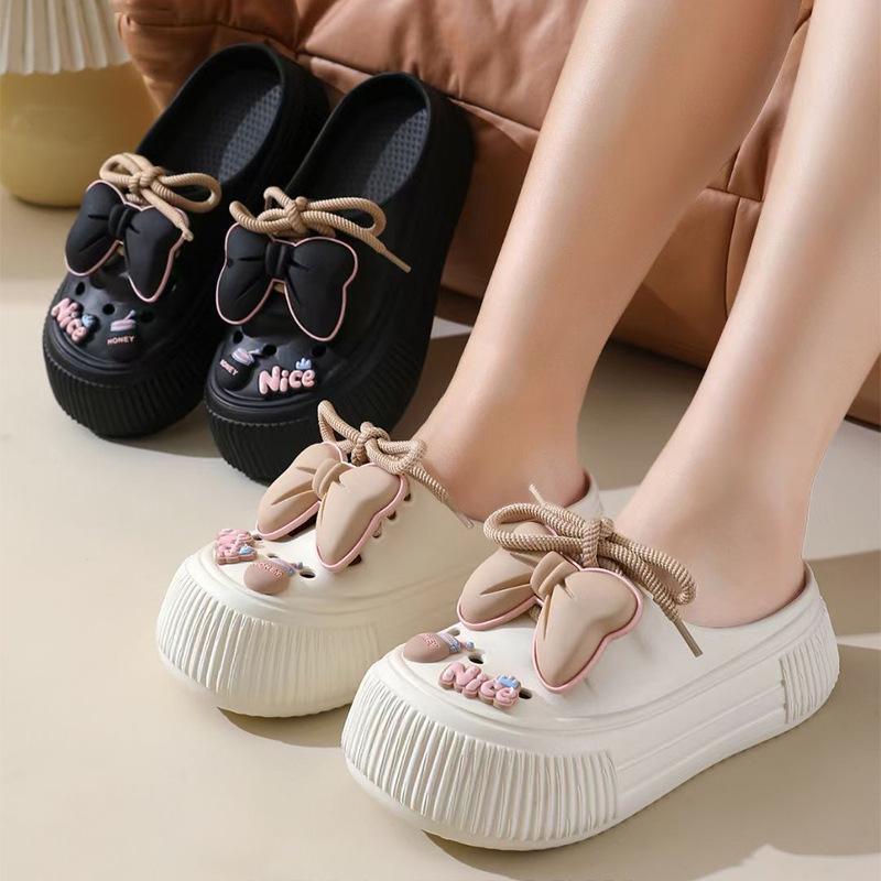 Stylish bow summer new thick-soled non-slip slippers