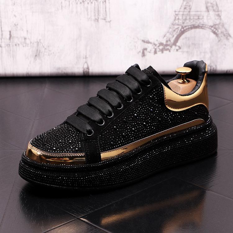 Trendy rhinestone men's sneakers