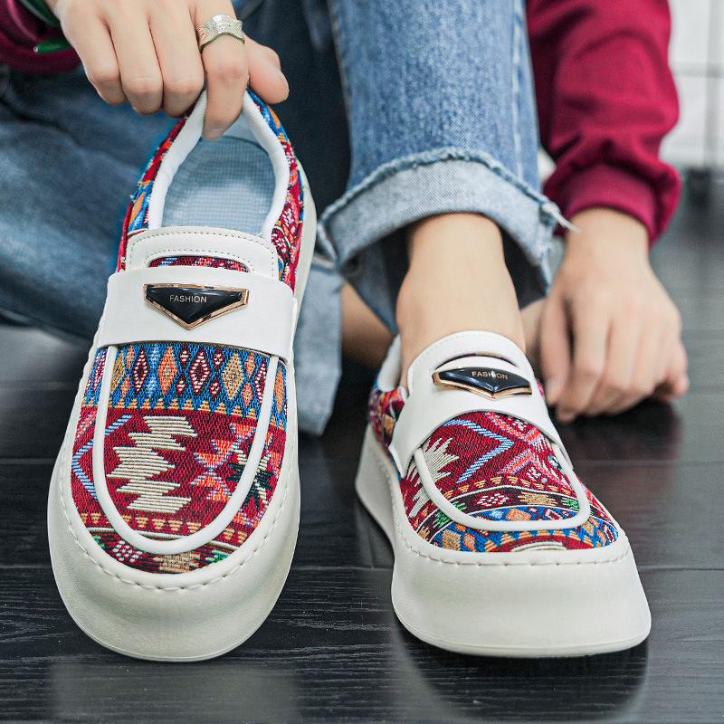 Trendy men's ethnic style thick-soled sneakers