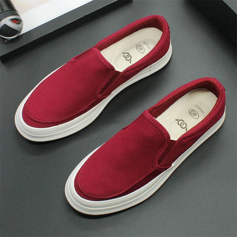 Breathable thick-soled canvas slip-on men's casual shoes