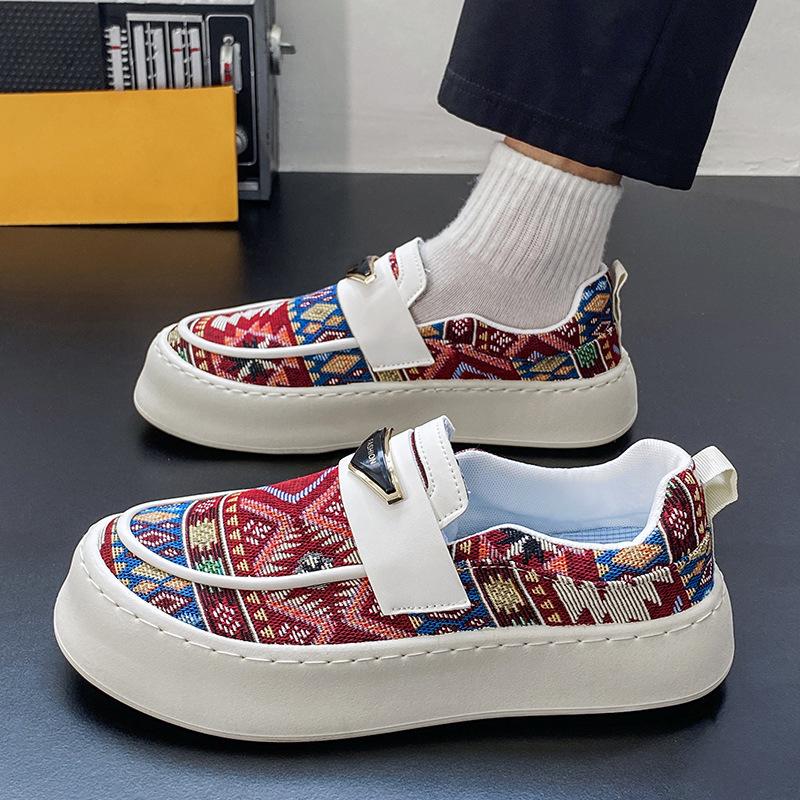 Trendy men's ethnic style thick-soled sneakers