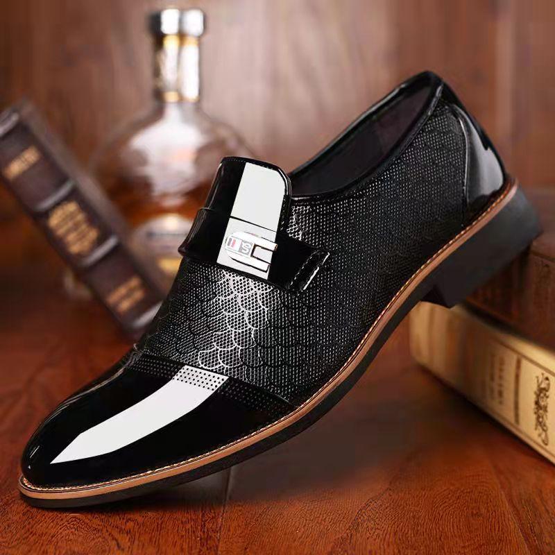 Men's business formal embossed leather shoes