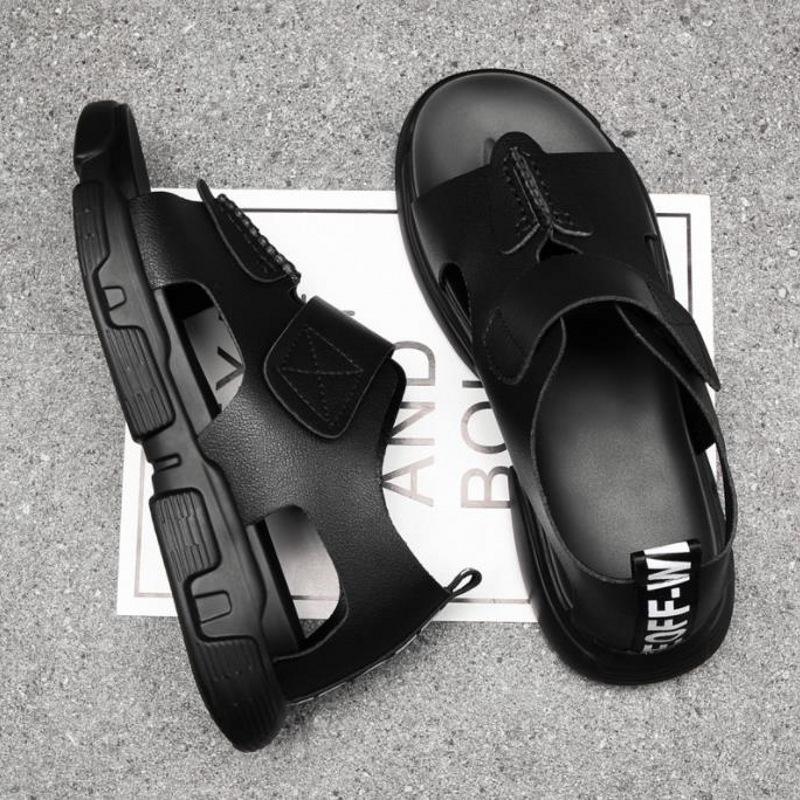 Men's summer breathable casual platform non-slip velcro leather sandals