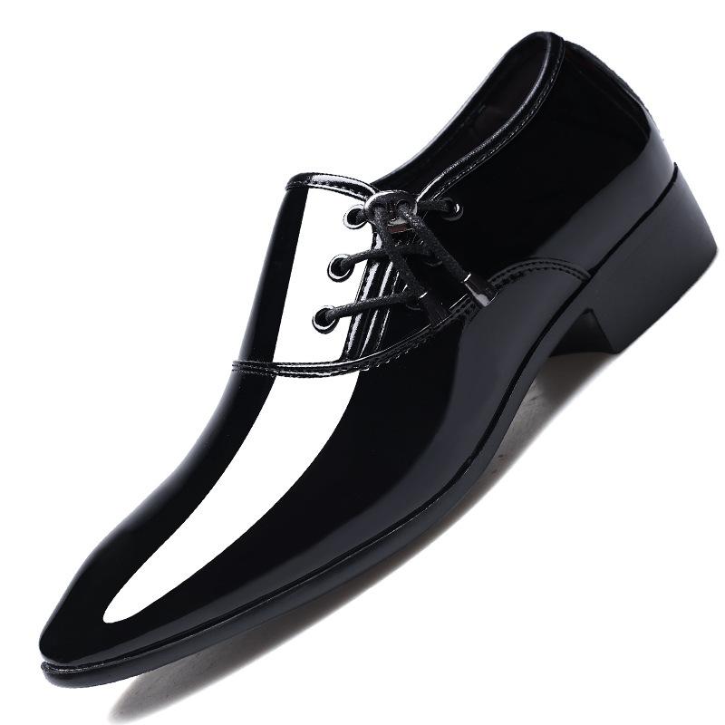 New pointed toe shiny men's business formal leather shoes