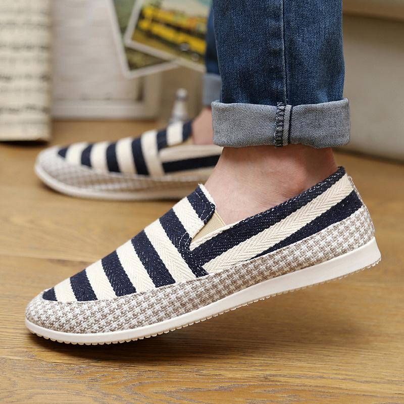 Trendy Striped New Casual Canvas Men's Shoes