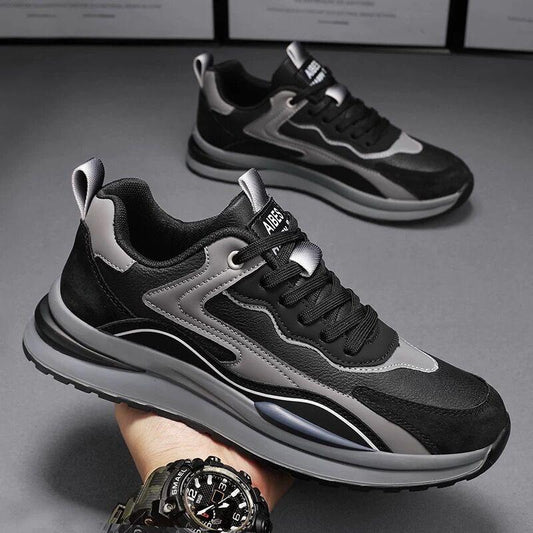 Trendy breathable leather thick-soled men's sneakers