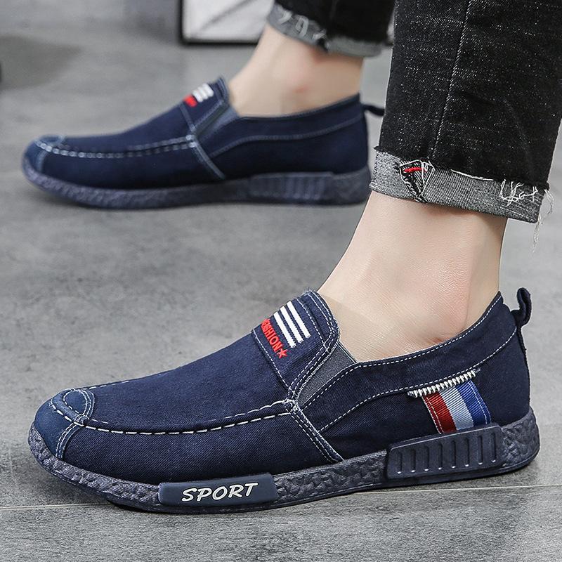 Trendy men's casual breathable denim canvas shoes