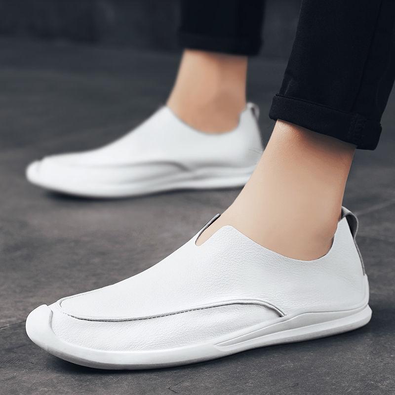 Trendy soft leather breathable slip-on genuine leather casual loafers