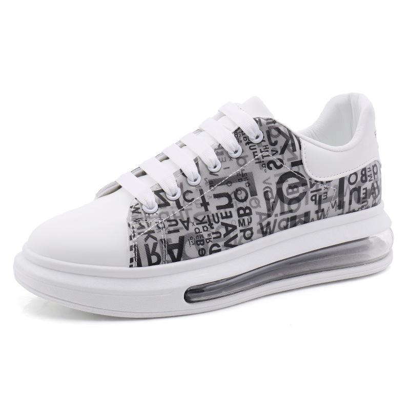 Trendy printed thick-soled air-cushion lace-up men's sneakers