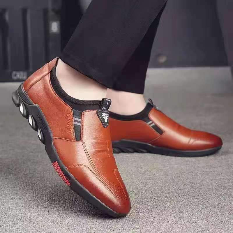 Stylish thick sole men's leather shoes