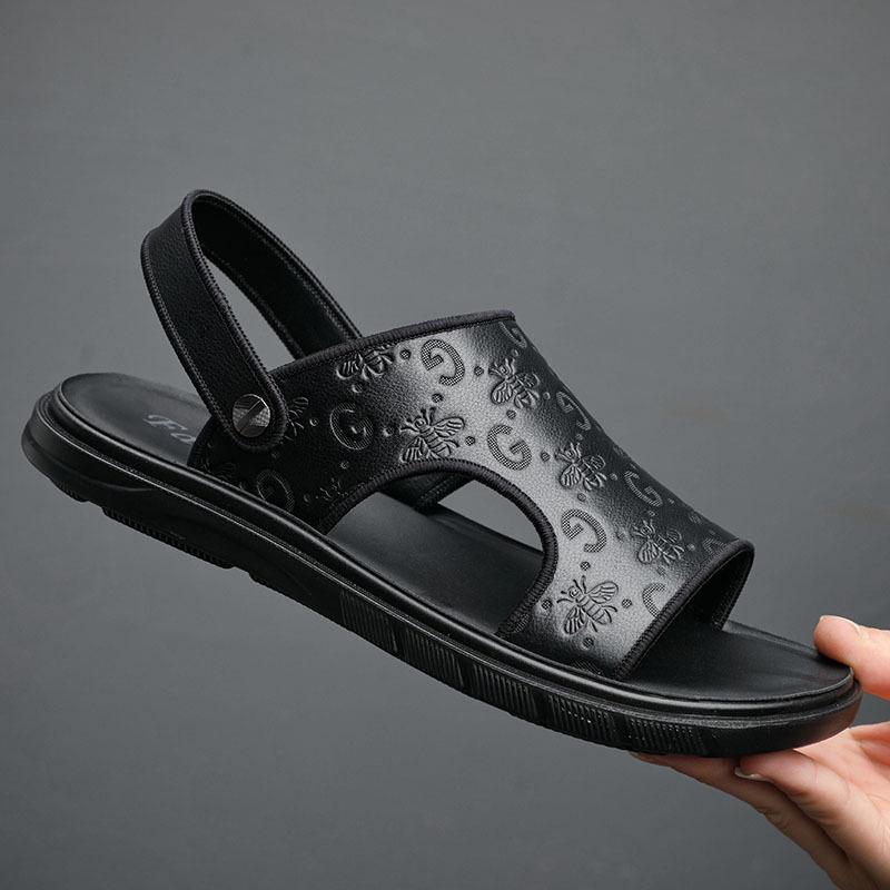 Stylish new men's cowhide casual slippers