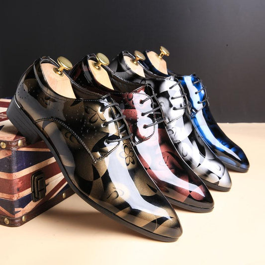 Trendy new bright leather lace-up men's business leather shoes