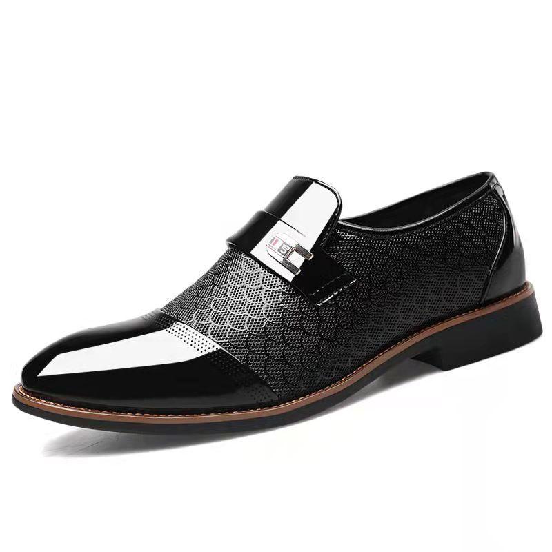 Men's business formal embossed leather shoes