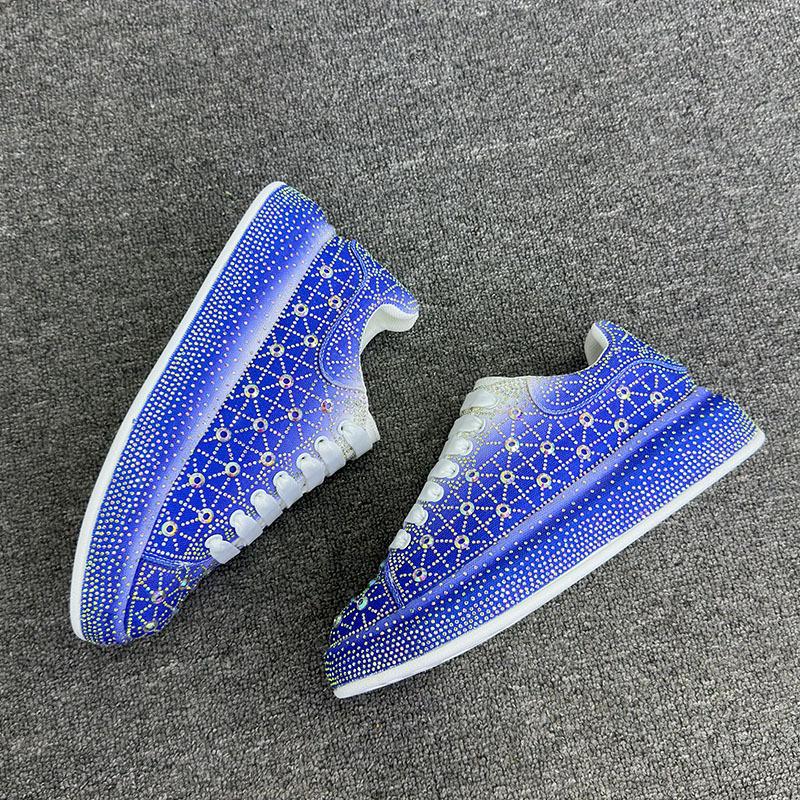 Trendy shiny colorful diamond thick-soled sneakers