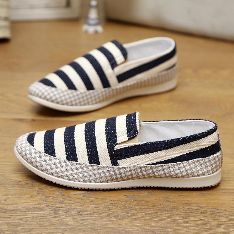 Trendy Striped New Casual Canvas Men's Shoes