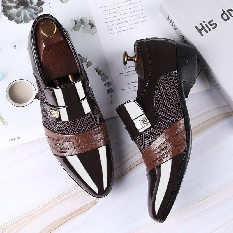 New breathable stitching men's casual business formal leather shoes