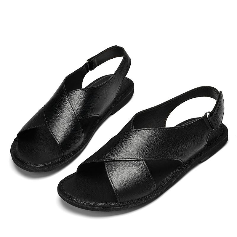 Summer leather beach men's casual versatile soft-soled sandals