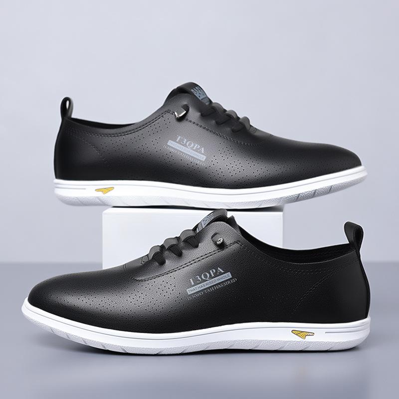 Stylish new men's soft sole breathable casual leather shoes