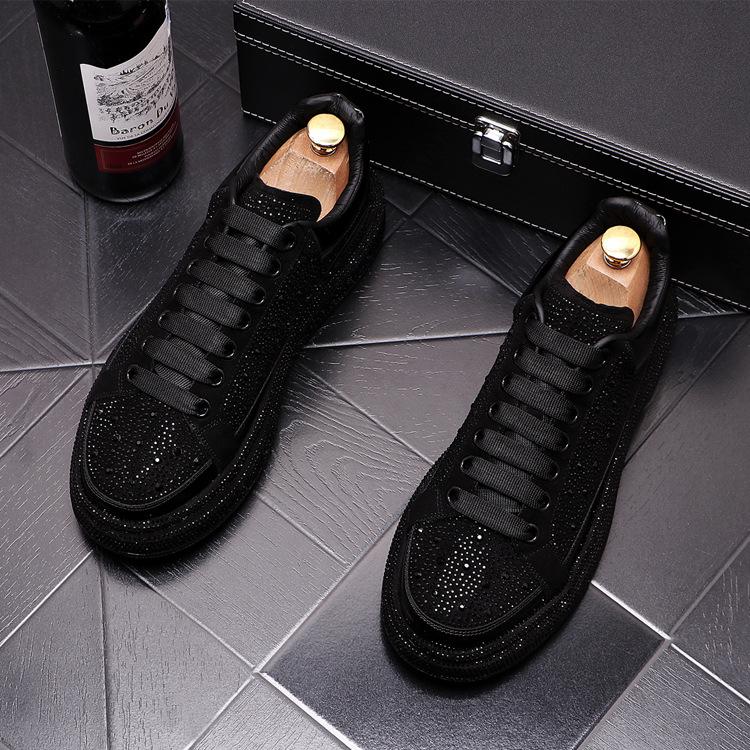 Trendy rhinestone men's sneakers