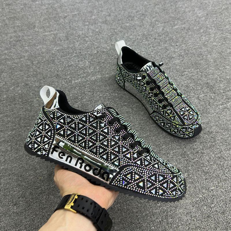 Trendy diamond shiny thick-soled non-slip slip-on men's sneakers