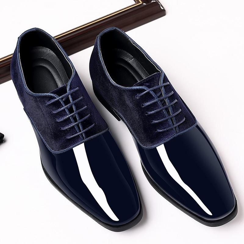 Trendy suede stitching men's formal business leather shoes