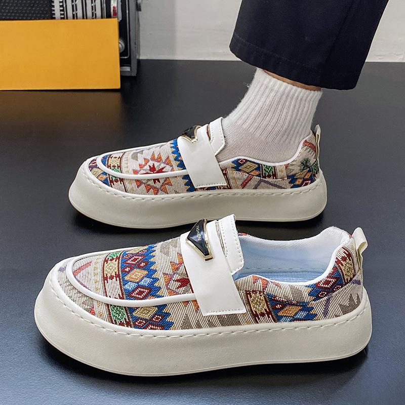 Trendy men's ethnic style thick-soled sneakers