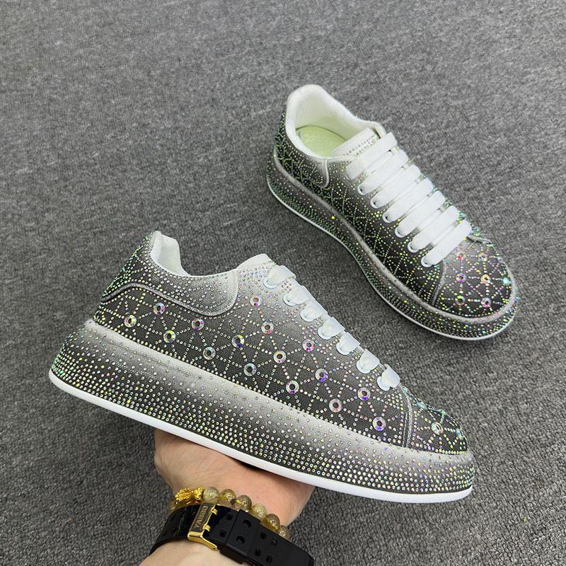 Trendy shiny colorful diamond thick-soled sneakers