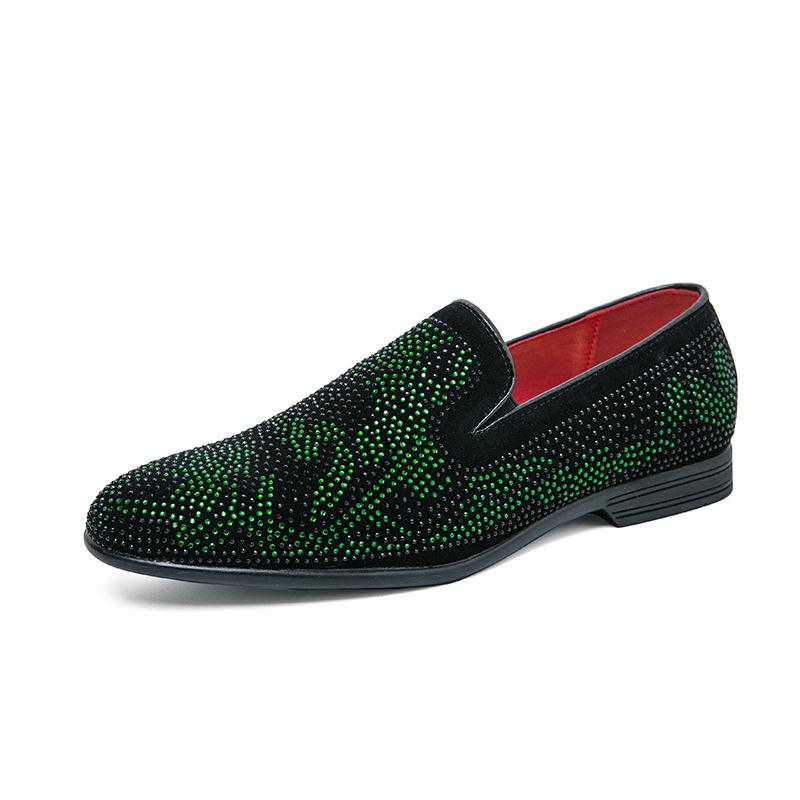 Stylish shiny rhinestone leather loafers