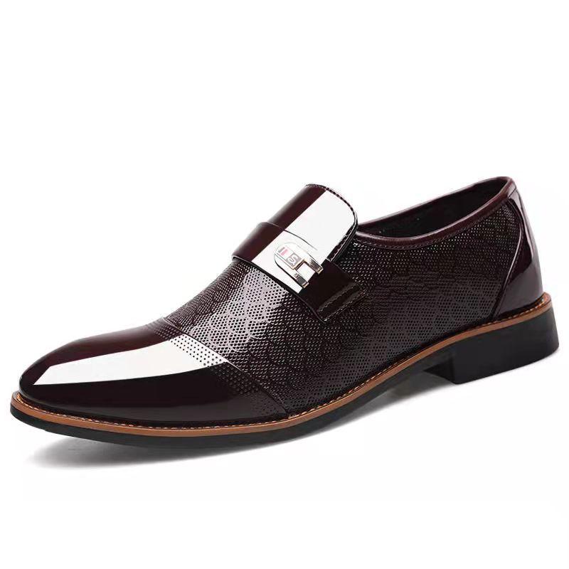 Men's business formal embossed leather shoes