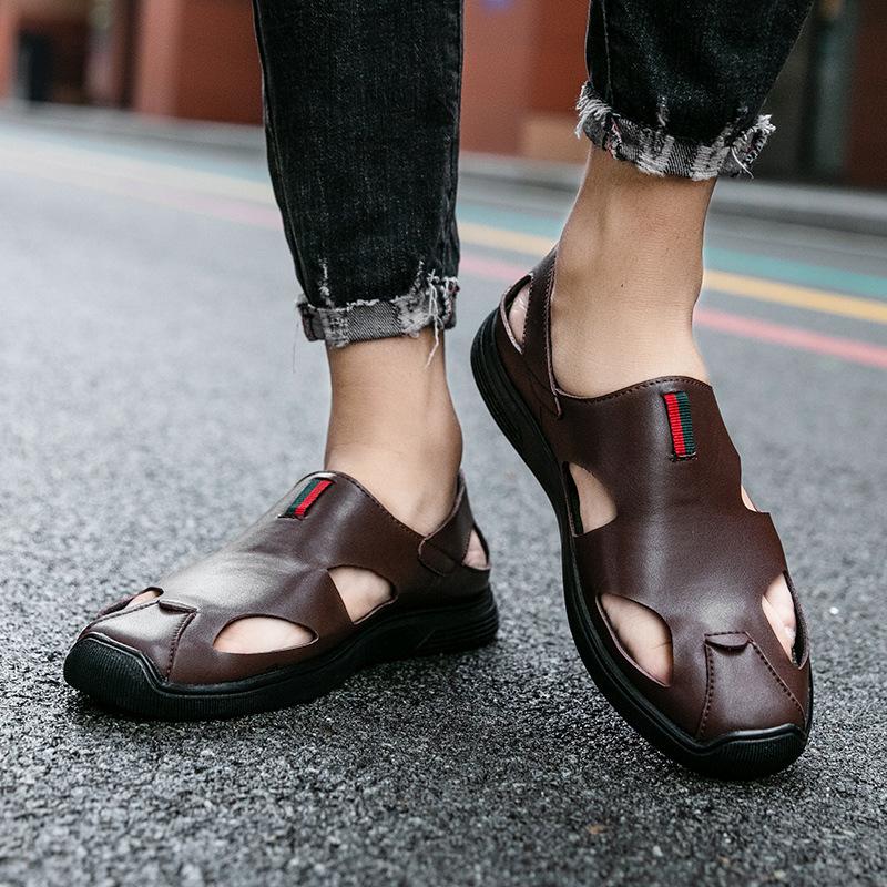 Trendy new cowhide hollow breathable casual lightweight summer casual leather shoes