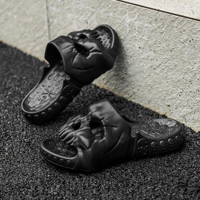 Trendy skull platform slippers