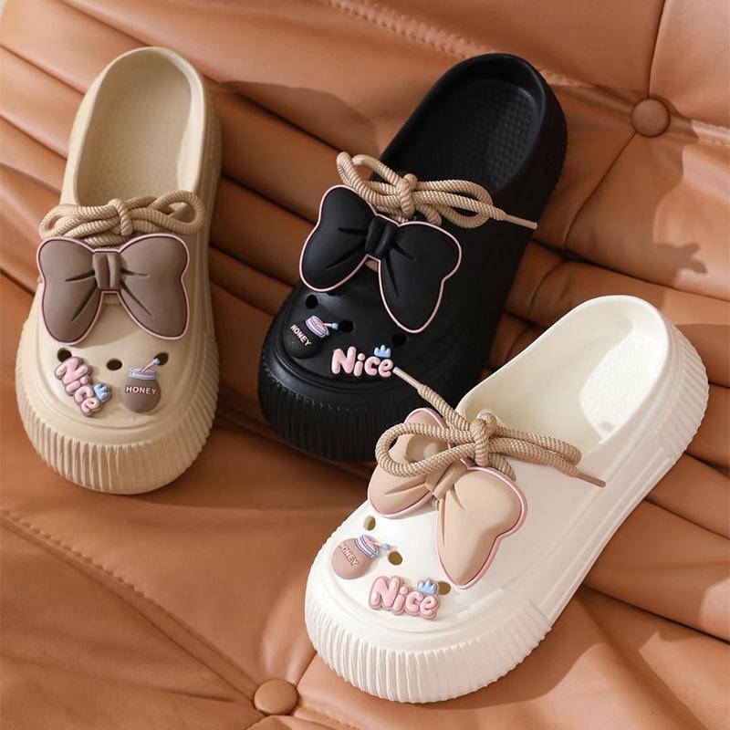 Stylish bow summer new thick-soled non-slip slippers