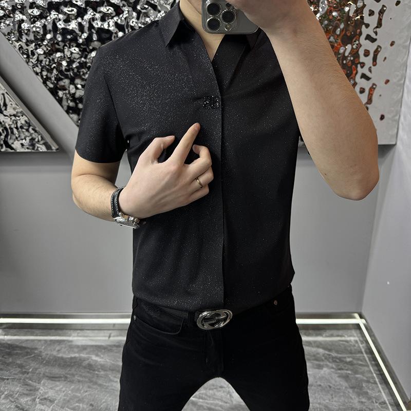 Stylish Men's Summer Business Casual Starlight Short Sleeve Shirt