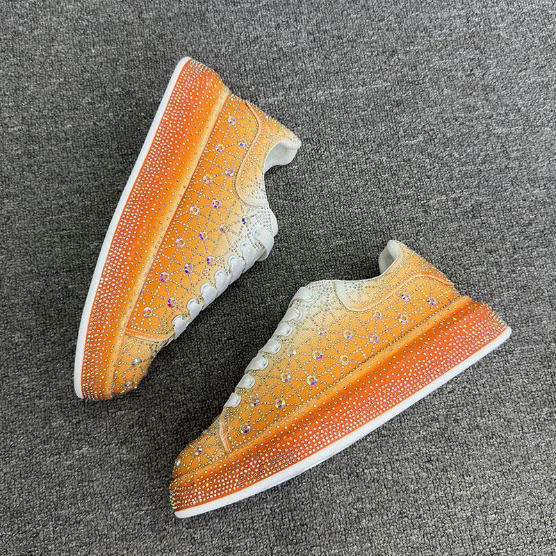 Trendy shiny colorful diamond thick-soled sneakers