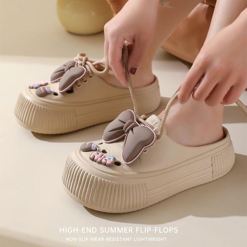 Stylish bow summer new thick-soled non-slip slippers