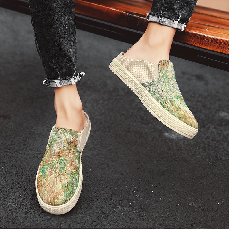 New men's slip-on canvas half-slip casual shoes