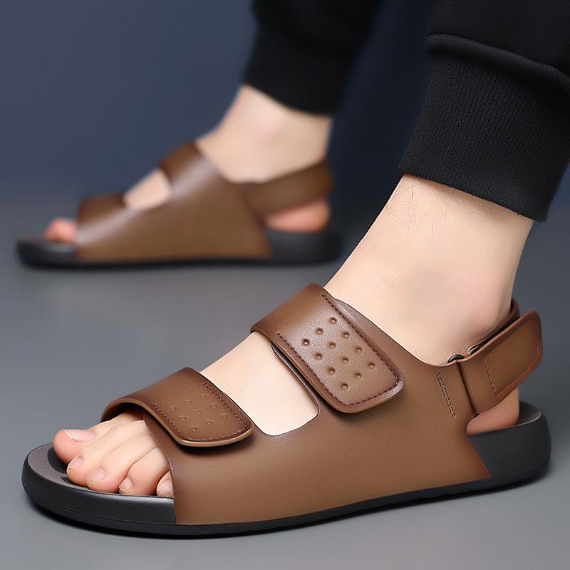 Trendy Men's Casual Breathable Cowhide Beach Sandals