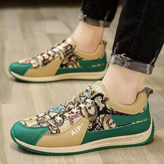 Trendy breathable soft sole color matching sneakers