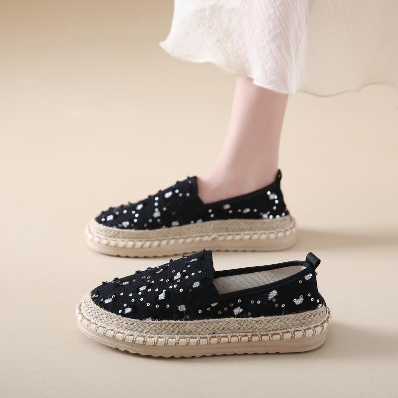 Stylish new thick-soled casual shiny canvas shoes