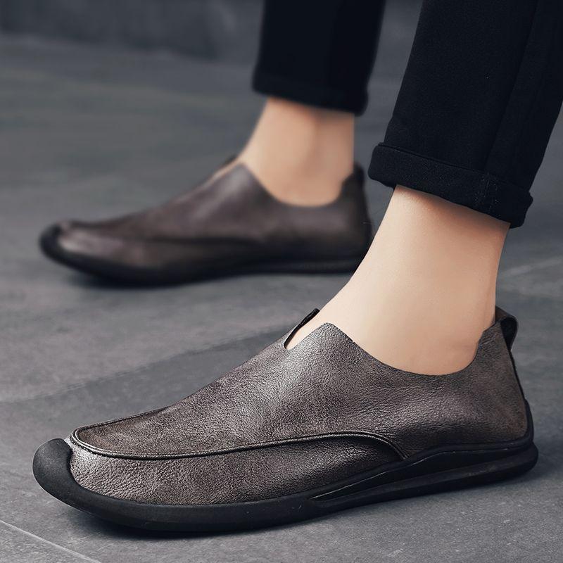 Trendy soft leather breathable slip-on genuine leather casual loafers