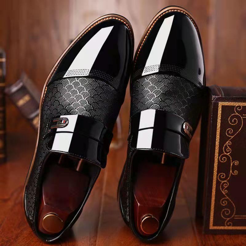 Men's business formal embossed leather shoes